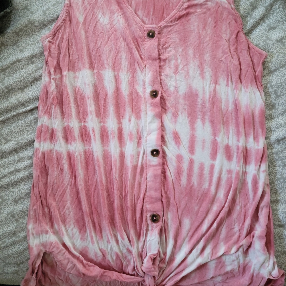 C&C California pink and white Tie Dye Tank Size M